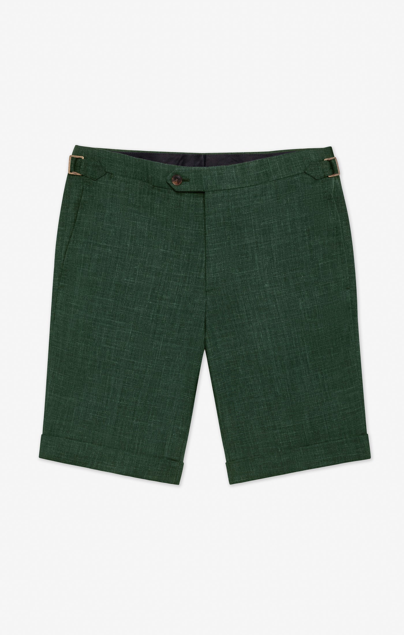 Paulo Oliveira Dark Green Stretch Wool & Linen Blend Bermuda Shorts