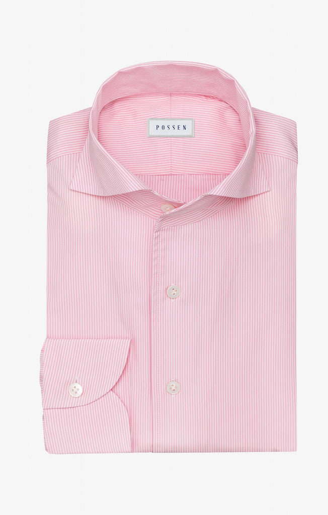 Thomas Mason Lightweight Two Ply 100/2 Egyptian Cotton Poplin White & Light Pink Micro Houndstooth