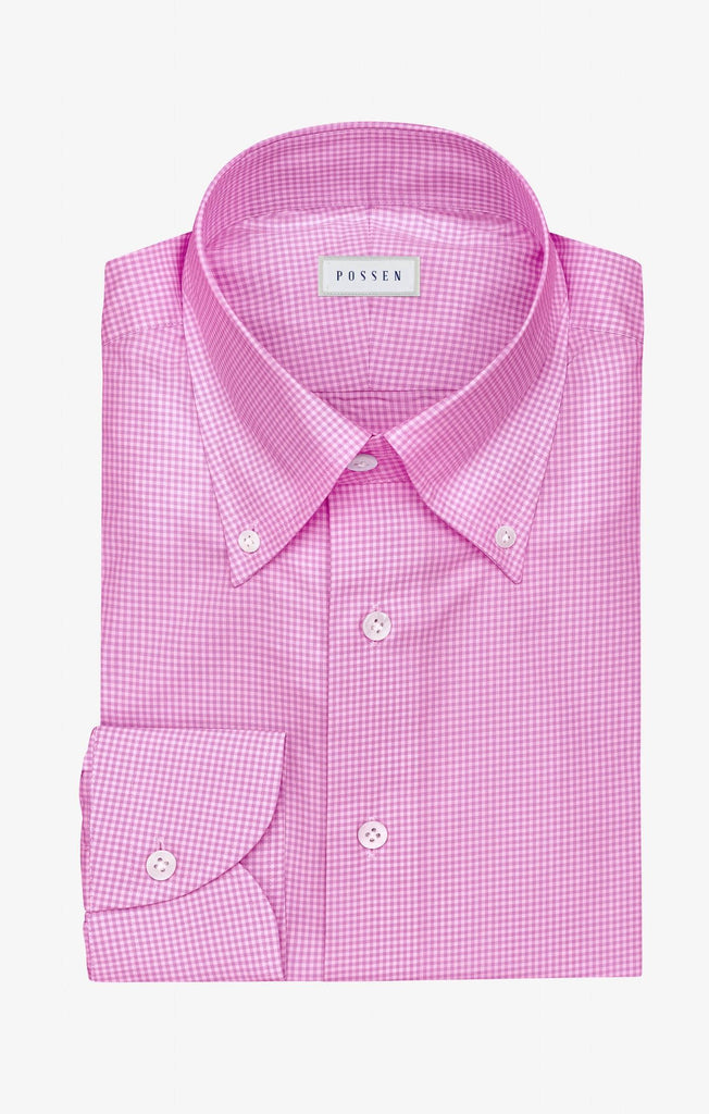 Thomas Mason Lightweight Egyptian Cotton Poplin White with Mauve Micro Check