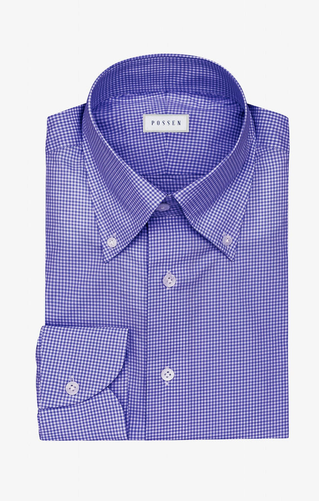 Thomas Mason Lightweight Egyptian Cotton Poplin White with Dark Purple Micro Check