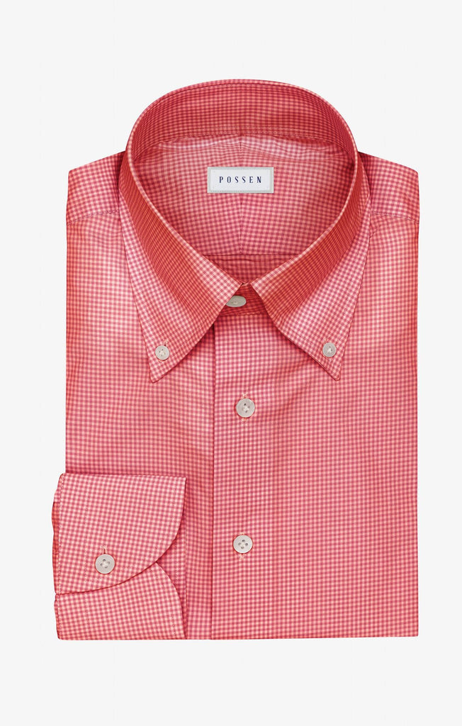 Thomas Mason Lightweight Egyptian Cotton Poplin White with Red Micro Check