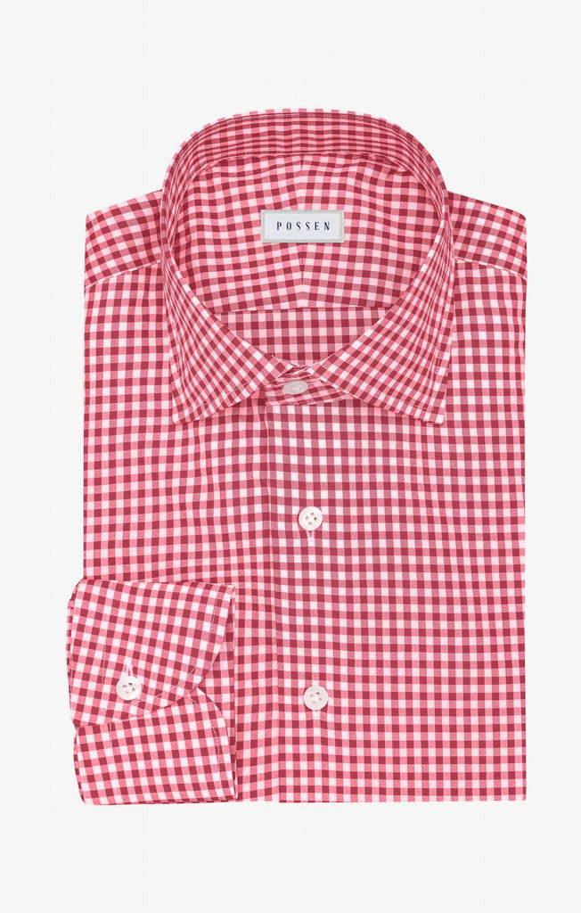 Thomas Mason Lightweight Egyptian Cotton Poplin White with Red Gingham Check