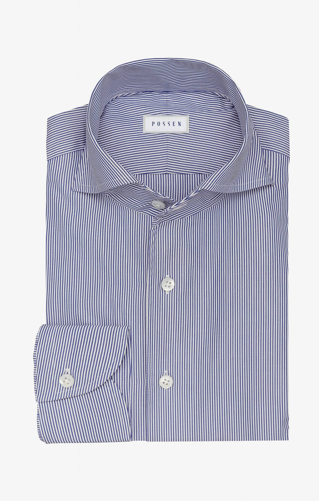 Thomas Mason Two Ply 100/2 Egyptian Cotton Poplin Cornflower Blue Bengal Stripes