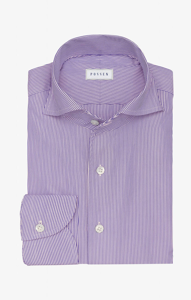 Thomas Mason Two Ply 100/2 Egyptian Cotton Poplin Lilac Bengal Stripes