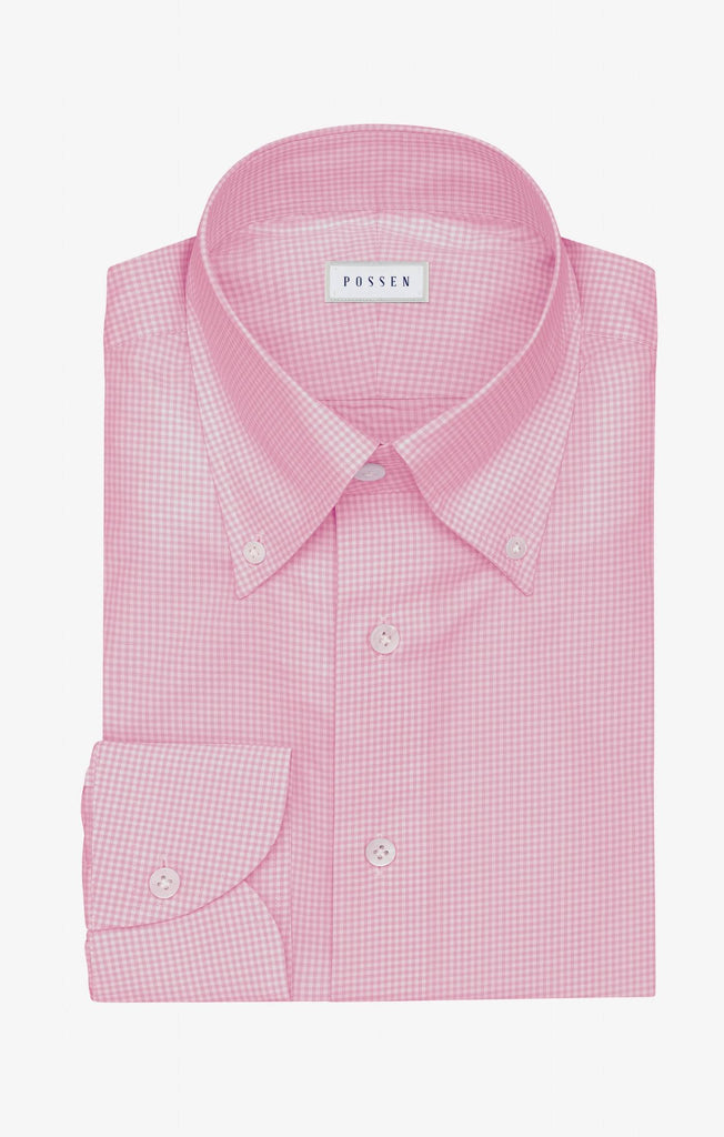 Thomas Mason Lightweight Egyptian Cotton Poplin White with Light Pink Micro Check