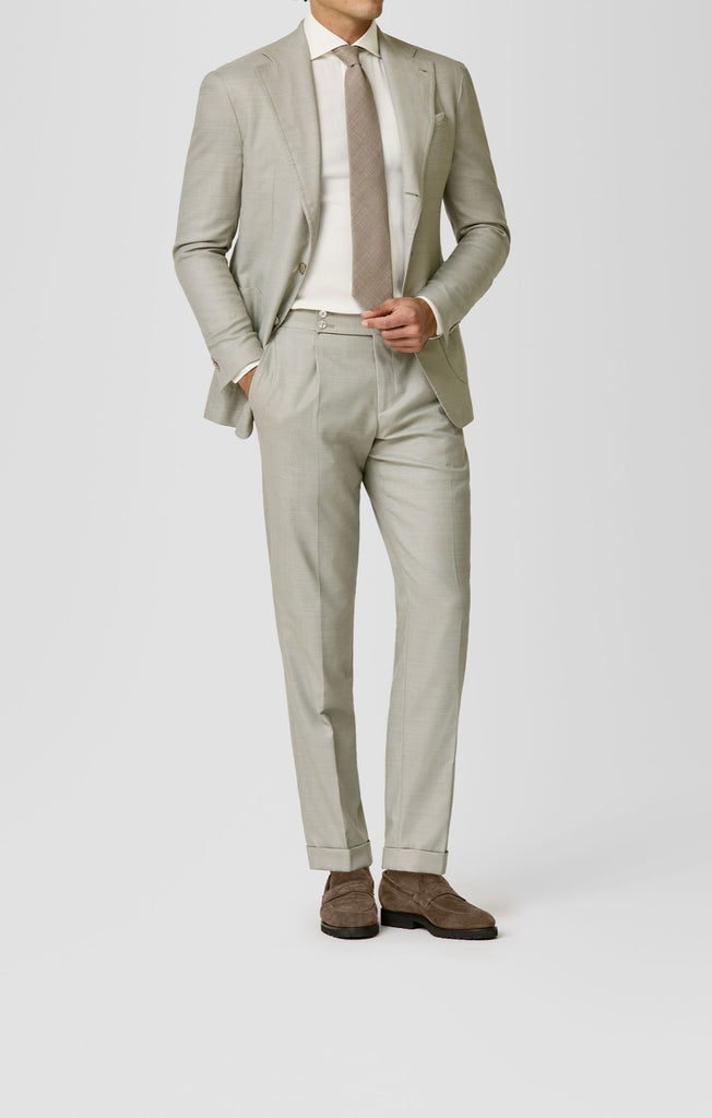 Carlo Barbera Bone Stretch Wool Blend Twill