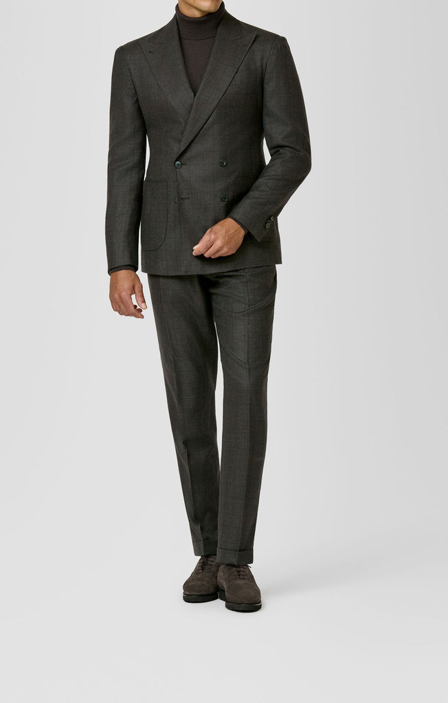 Dark Brown Wool-silk-linen Glencheck