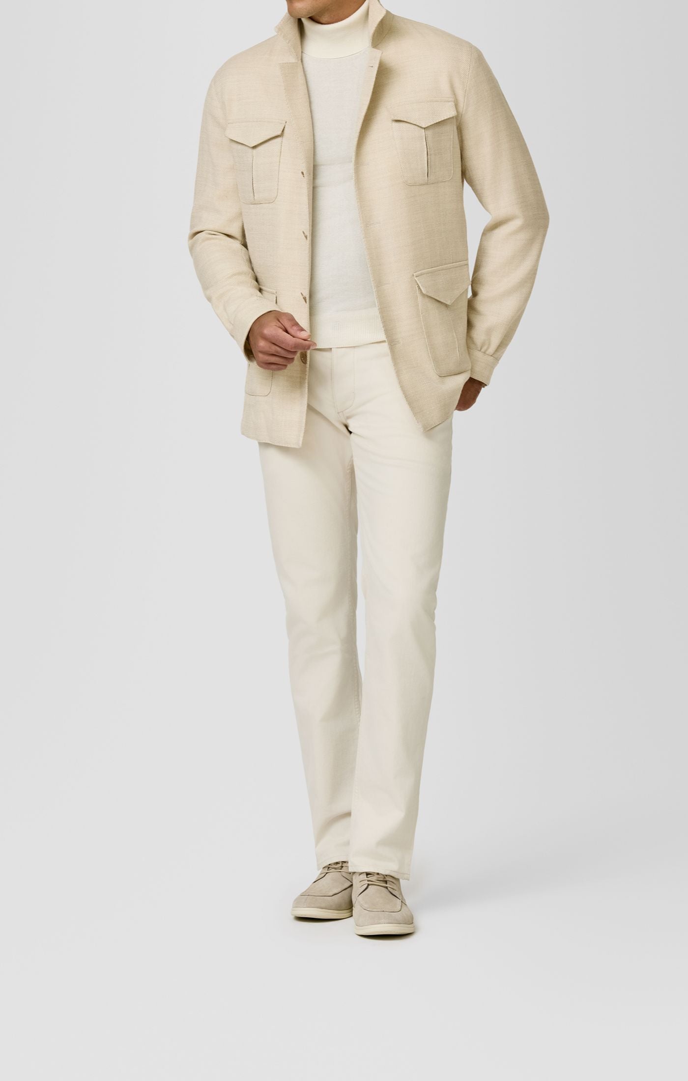 Drago Ivory Wool-silk Herringbone