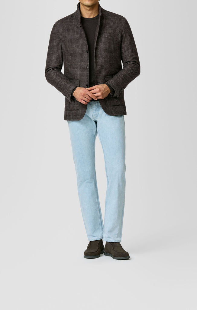 Drago Dark Brown-midnight Blue Wool-silk Glencheck