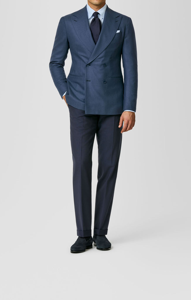 Carlo Barbera Navy Blue Natural Stretch Wool & Silk Panama