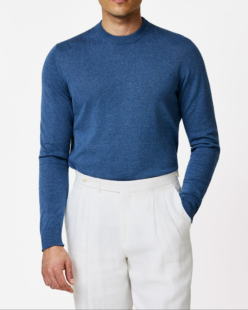Denim Blue Mélange Cotton-silk