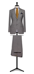 E. Thomas S130S Merino Wool Mid Grey Glencheck & Light Overcheck