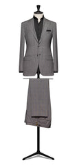 E. Thomas S130S Merino Wool Mid Grey Glencheck & Light Overcheck