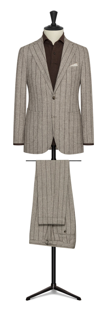 Albini Knit Mid Brown Melange Piqué Doppio Cotton