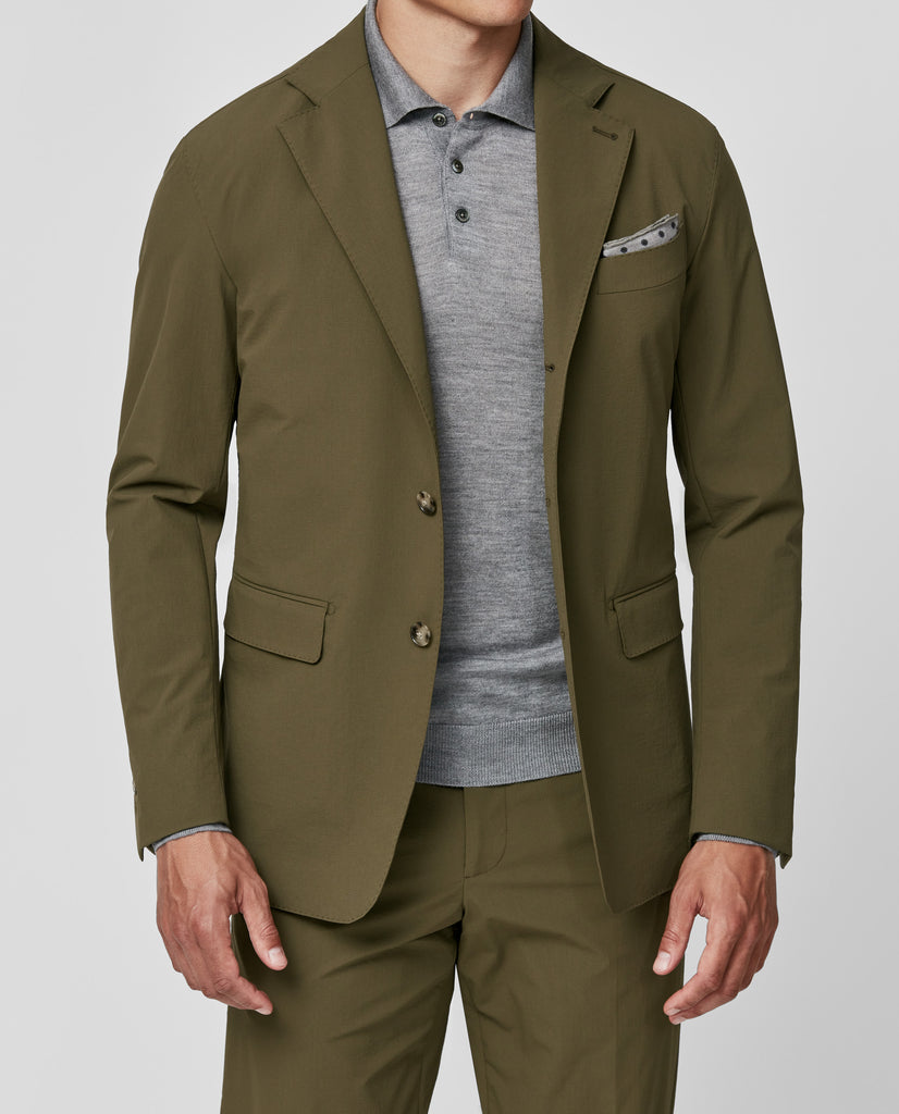 Olmetex Olive Technical Stretch with Structured Micro Check