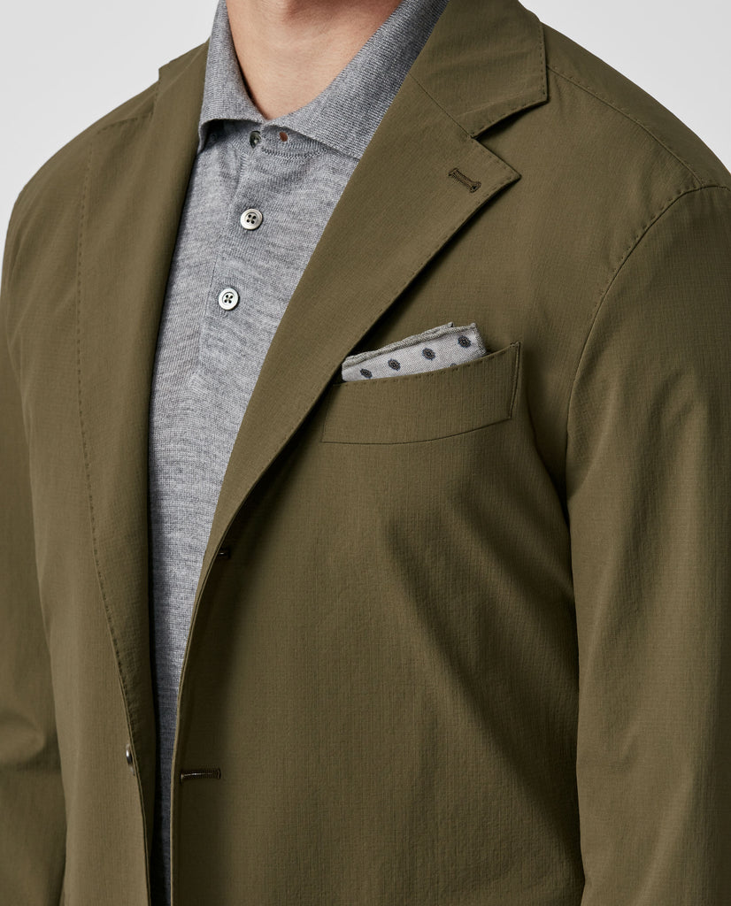 Olmetex Olive Technical Stretch with Structured Micro Check