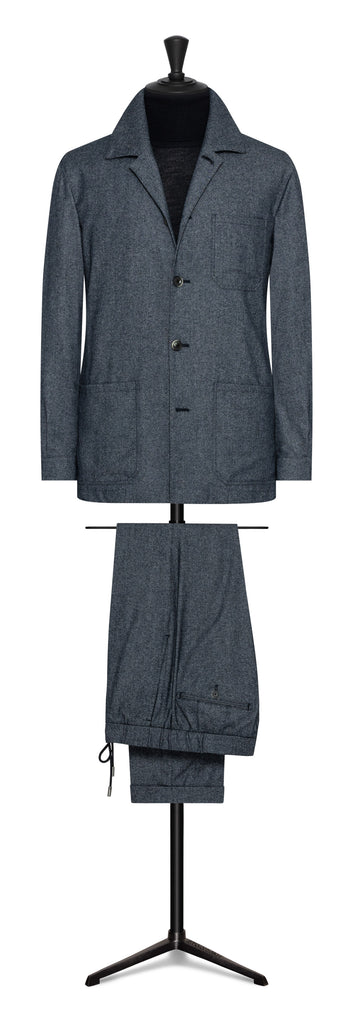 Botto Giuseppe Denim Blue Stretch Wool, Cotton & Cashmere Twill Flannel