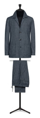 Botto Giuseppe Denim Blue Stretch Wool, Cotton & Cashmere Twill Flannel