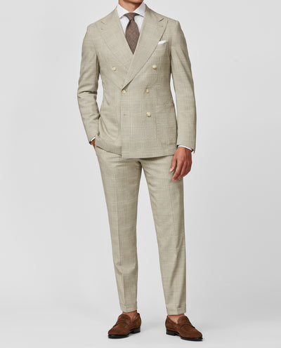 Reda Bone Stretch Jaspé Wool & Linen with Glencheck