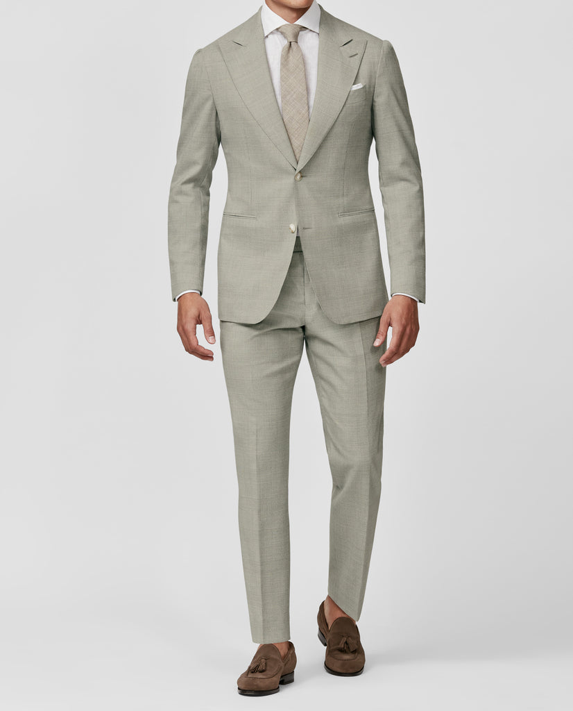 Drago Light Grey Stretch Doppio Ritorto Tropical Wool with Glencheck