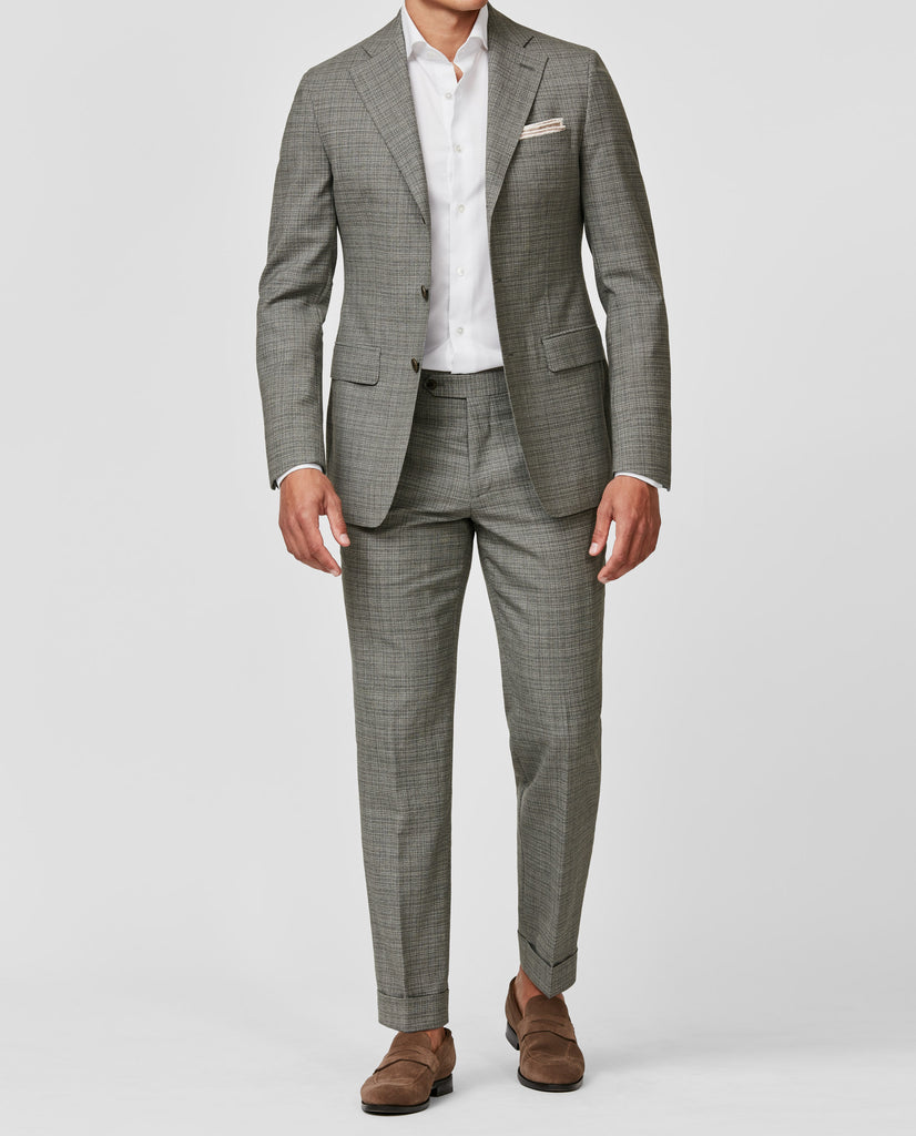 Di Pray Stone Grey 2-Ply Wool with Subtle Check Effect