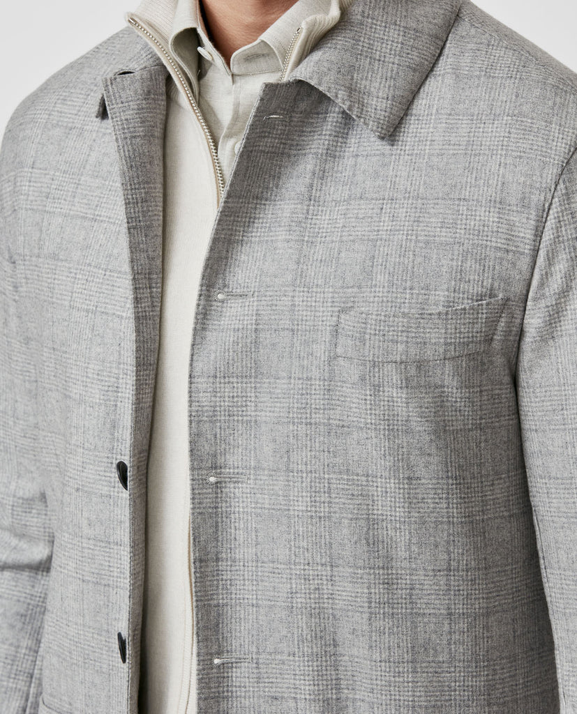 Carlo Barbera Smoke Grey Merino Wool & Cashmere With Tonal Glencheck