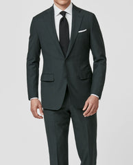 Loro Piana MOOVING Forest Green Stretch Wool with Micro Effect