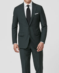 Loro Piana Forest Green Stretch Wool With Micro Effect