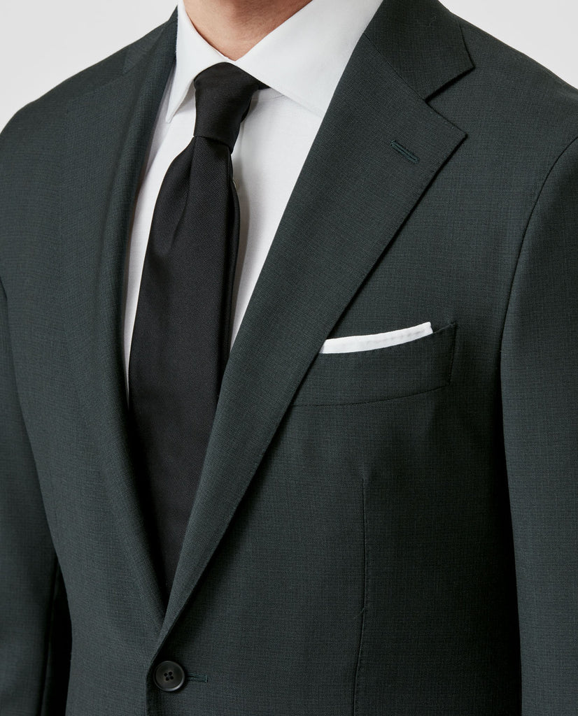 Loro Piana MOOVING Forest Green Stretch Wool with Micro Effect