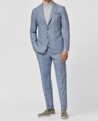 Carlo Barbera Light Blue & Off White Merino Wool & Cashmere With Glencheck