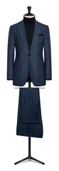 Colombo Dark Slate Blue Wool & Silk with Faded Check