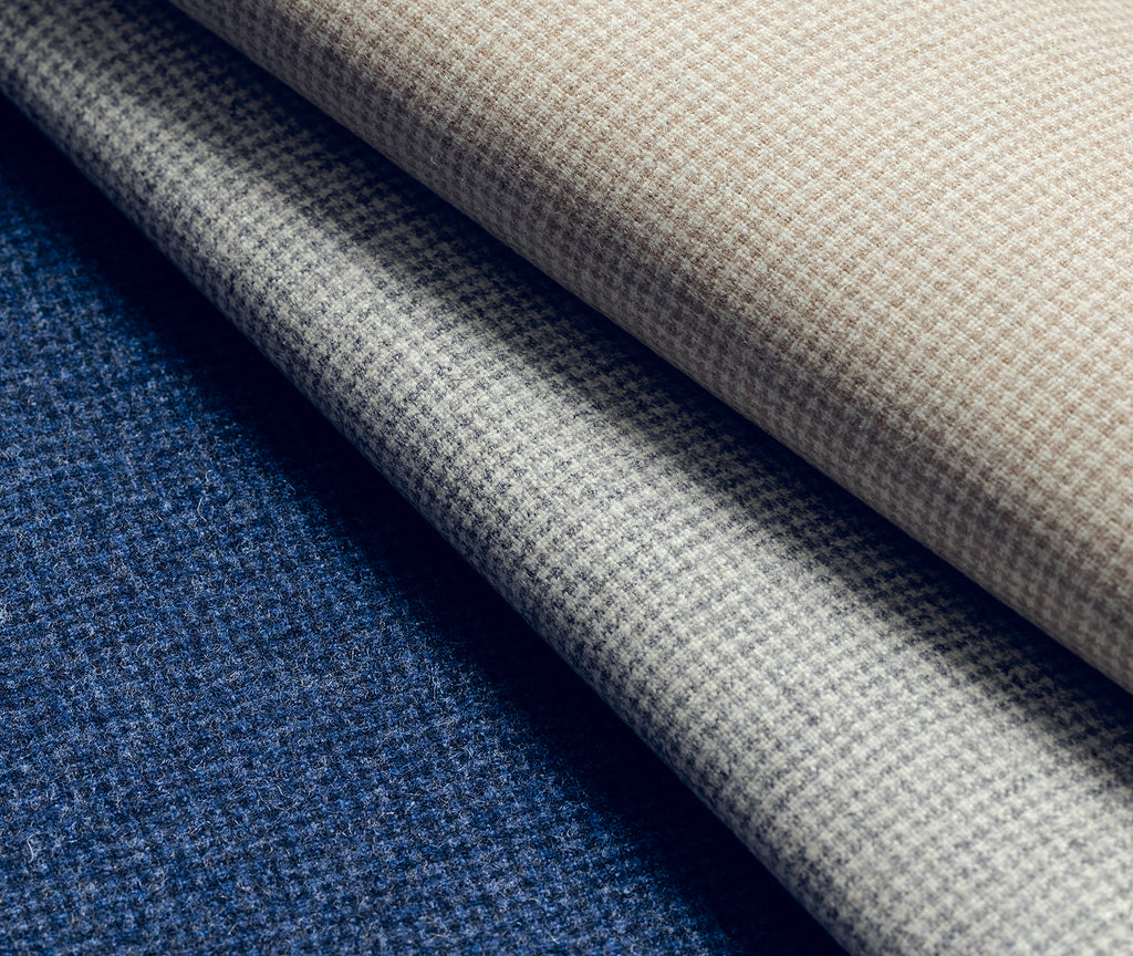 Carlo Barbera Two Tone Blue Merino Wool & Cashmere Houndstooth