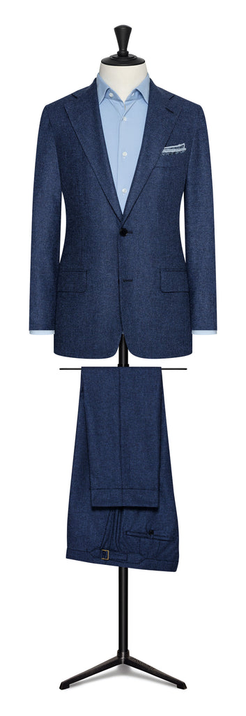 Carlo Barbera Two Tone Blue Merino Wool & Cashmere Houndstooth