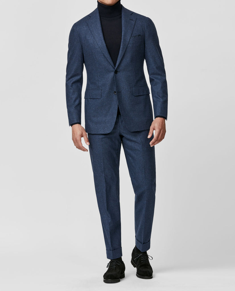 Carlo Barbera Two Tone Blue Merino Wool & Cashmere Houndstooth