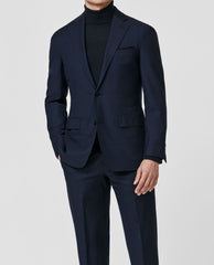 Loro Piana Two Blue Stretch Wool Houndstooth