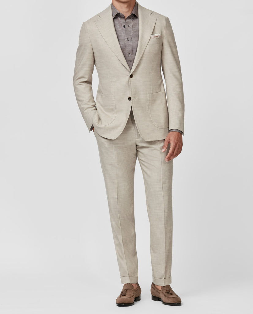 Loro Piana JERSELY Sand Stretch Wool, Silk & Linen Jersey Twill
