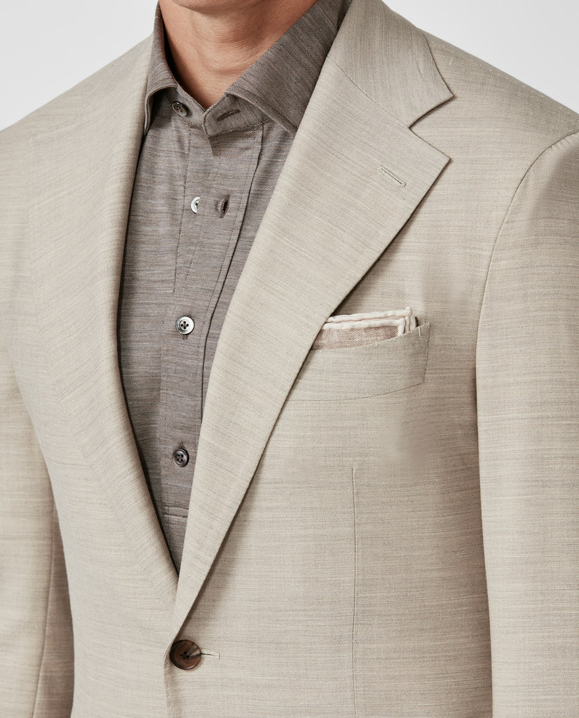 Loro Piana JERSELY Sand Stretch Wool, Silk & Linen Jersey Twill