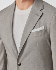 Reda Taupe Stretch Tropical Wool & Lyocell Plain Weave