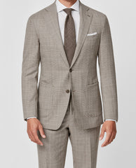 Drago Light Brown S130 Wool With Ivory Glencheck