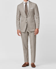 Drago Light Brown S130 Wool With Ivory Glencheck