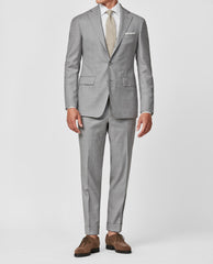 Carlo Barbera Light Grey S130 Wool Plain Weave With Tonal Stripe