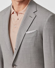 Loro Piana SUMMERTIME Light Grey Tropical Stretch Wool, Silk & Linen Plain Weave
