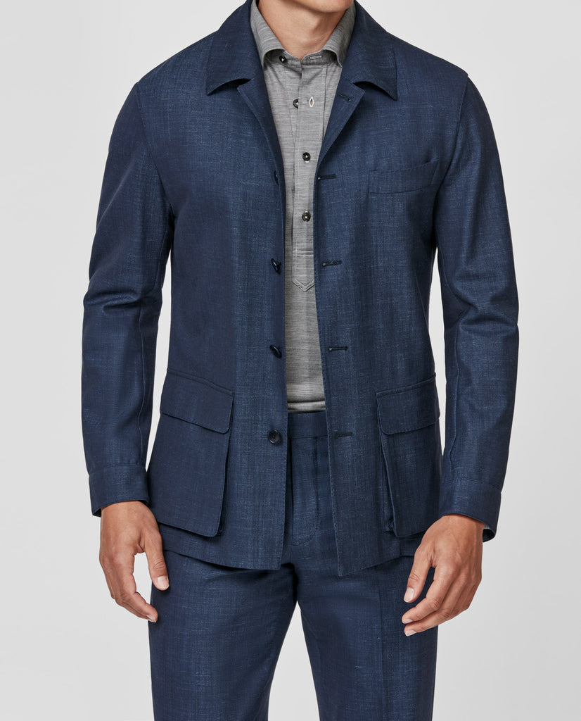 Loro Piana JERSELY Indigo Jersey Stretch Wool, Silk & Linen Twill