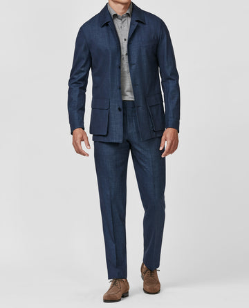 JERSELY Indigo Jersey Stretch Wool, Silk & Linen Twill