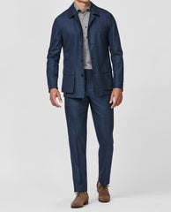 Loro Piana JERSELY Indigo Jersey Stretch Wool, Silk & Linen Twill
