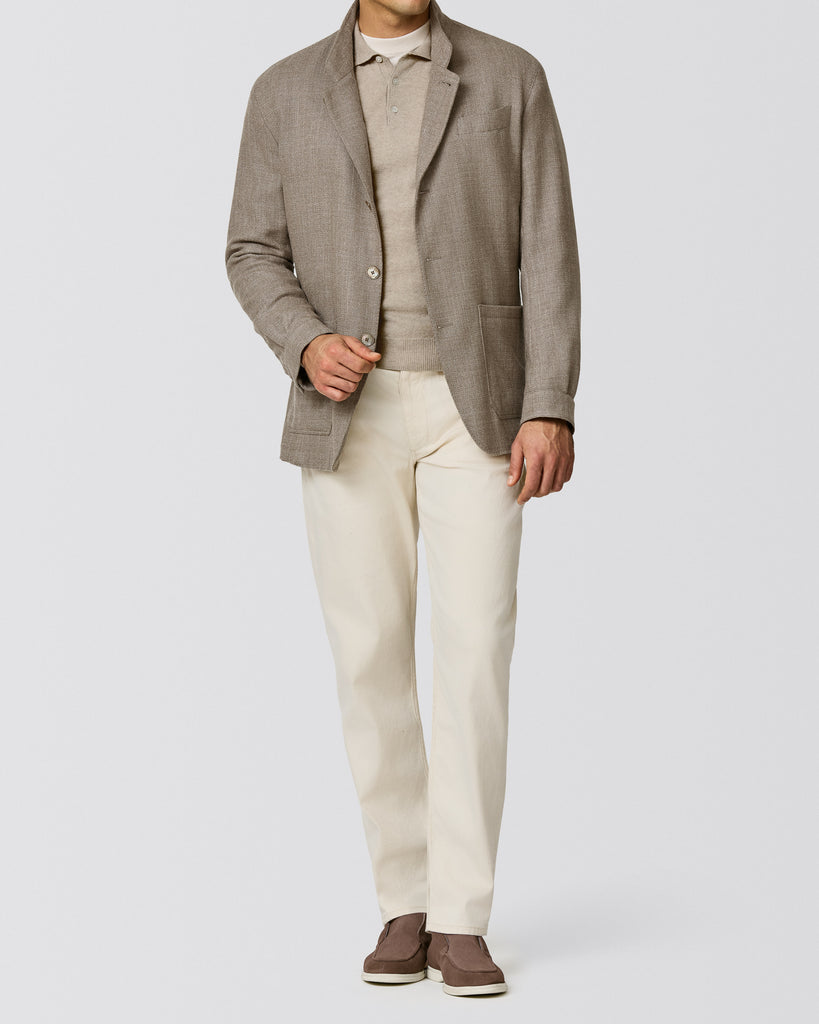 Smart Casual City Look - casual jacket, 5-pocket, layered knits & mid top city loafers