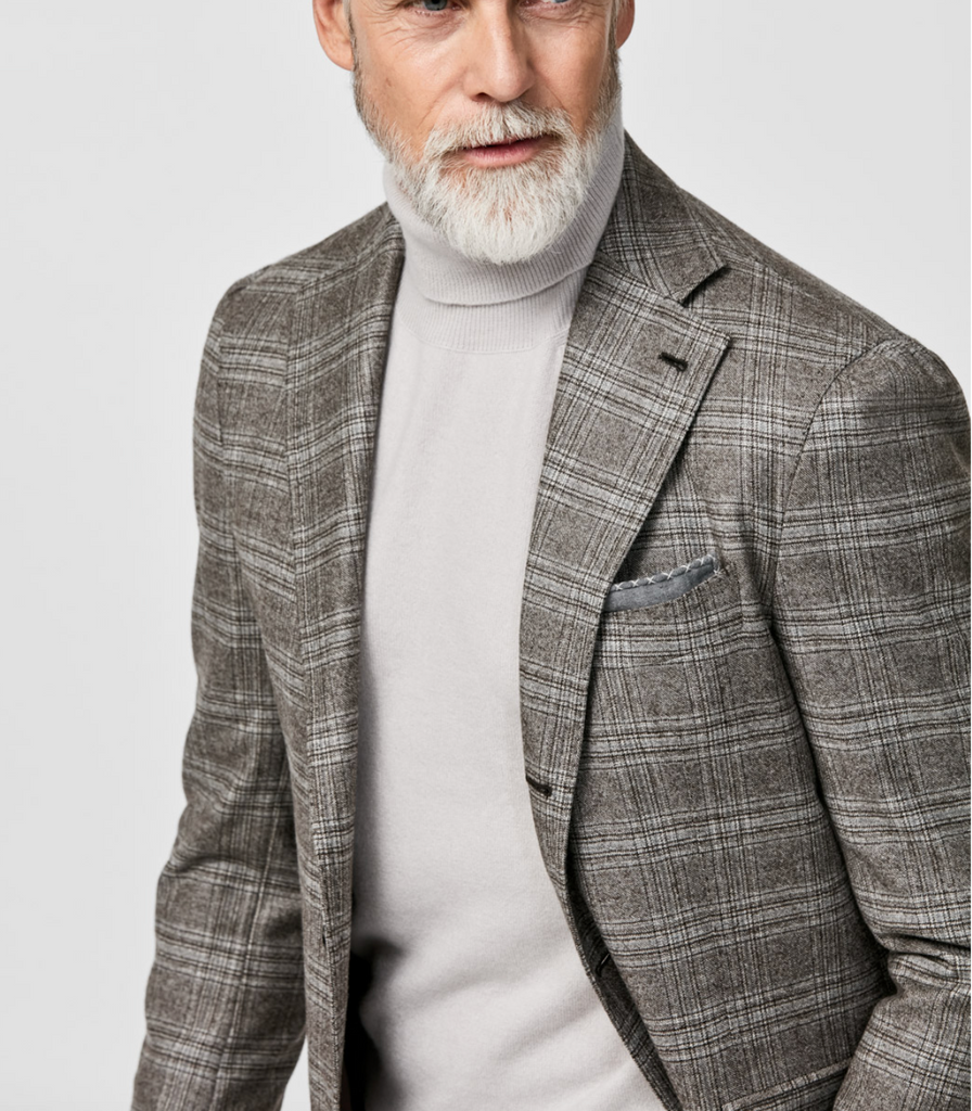 Loro Piana FAVOLA Cedar Brown Merino Wool & Cashmere with Check