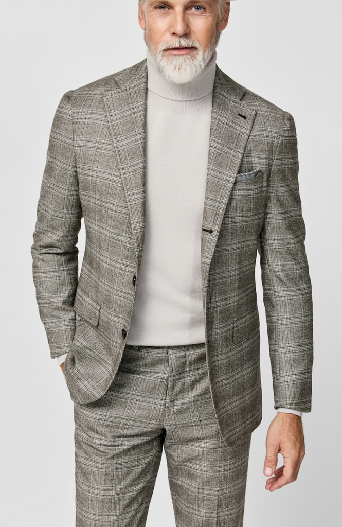 Loro Piana FAVOLA Cedar Brown Merino Wool & Cashmere with Check