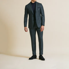 Loro Piana MOOVING Bottle Green Natural Stretch S120 Wool Glencheck