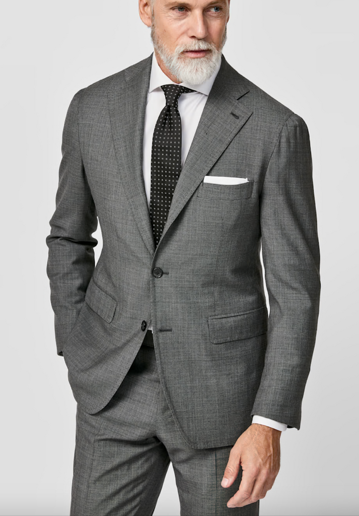 Loro Piana MOOVING Anthracite Stretch Merino Wool Sharkskin with Check